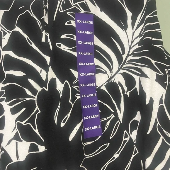 Rafaella Black & White Sleeveless Zip-Front Leaf Print Top NWT XXL - Picture 5 of 9